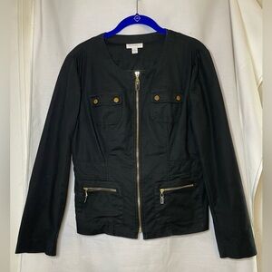 Charter Club Black & Gold Utility Jacket with Pockets Tailored Silhouette Size 6